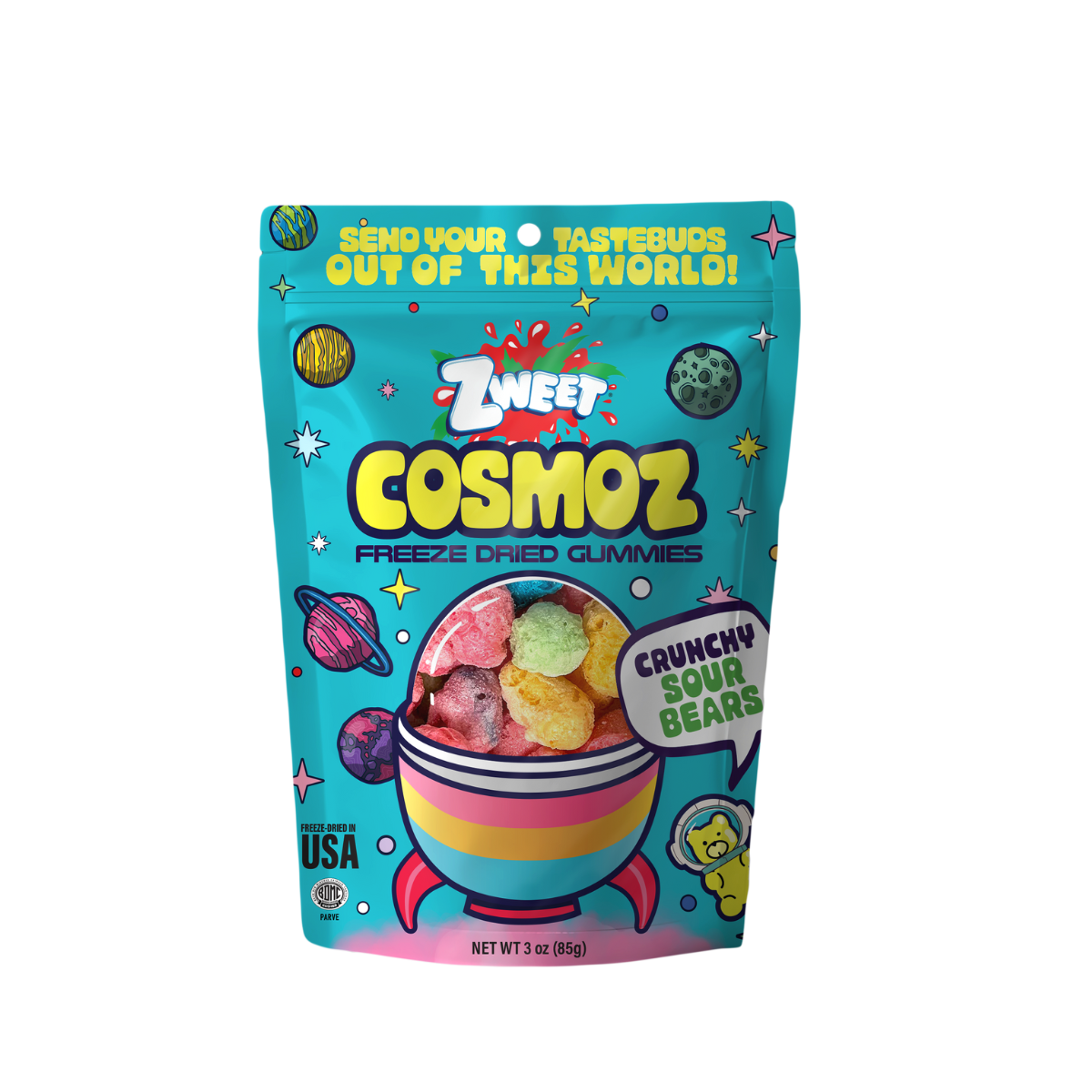 Cosmoz Freeze Dried Sour Bears | 3 oz | Zweet – Zweet Shop