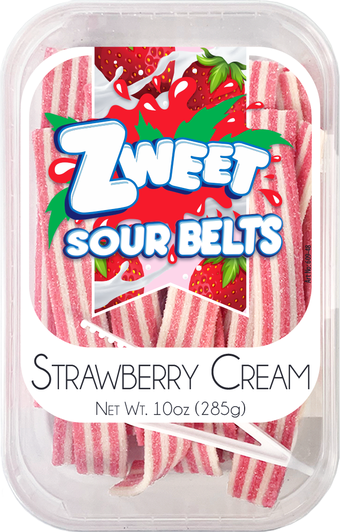 Strawberry Cream Sour Belts 10 oz Zweet Zweet Shop