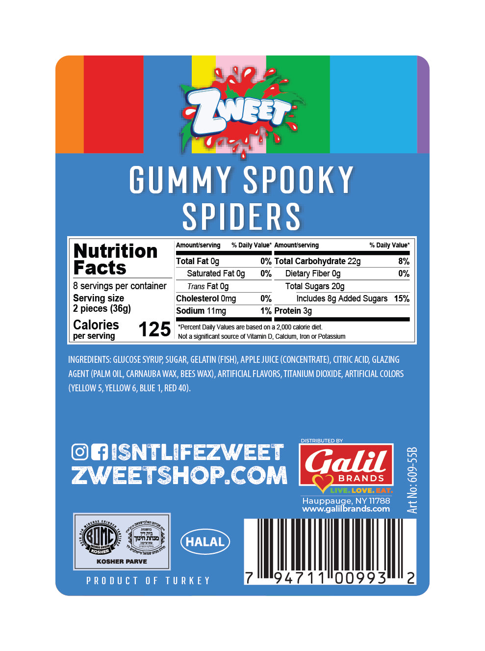 Sour Gummy Neon Spiders | 10 oz