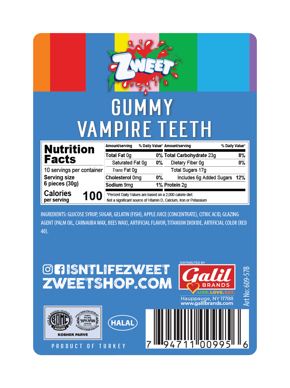 Gummy Vampire Teeth | 10 oz
