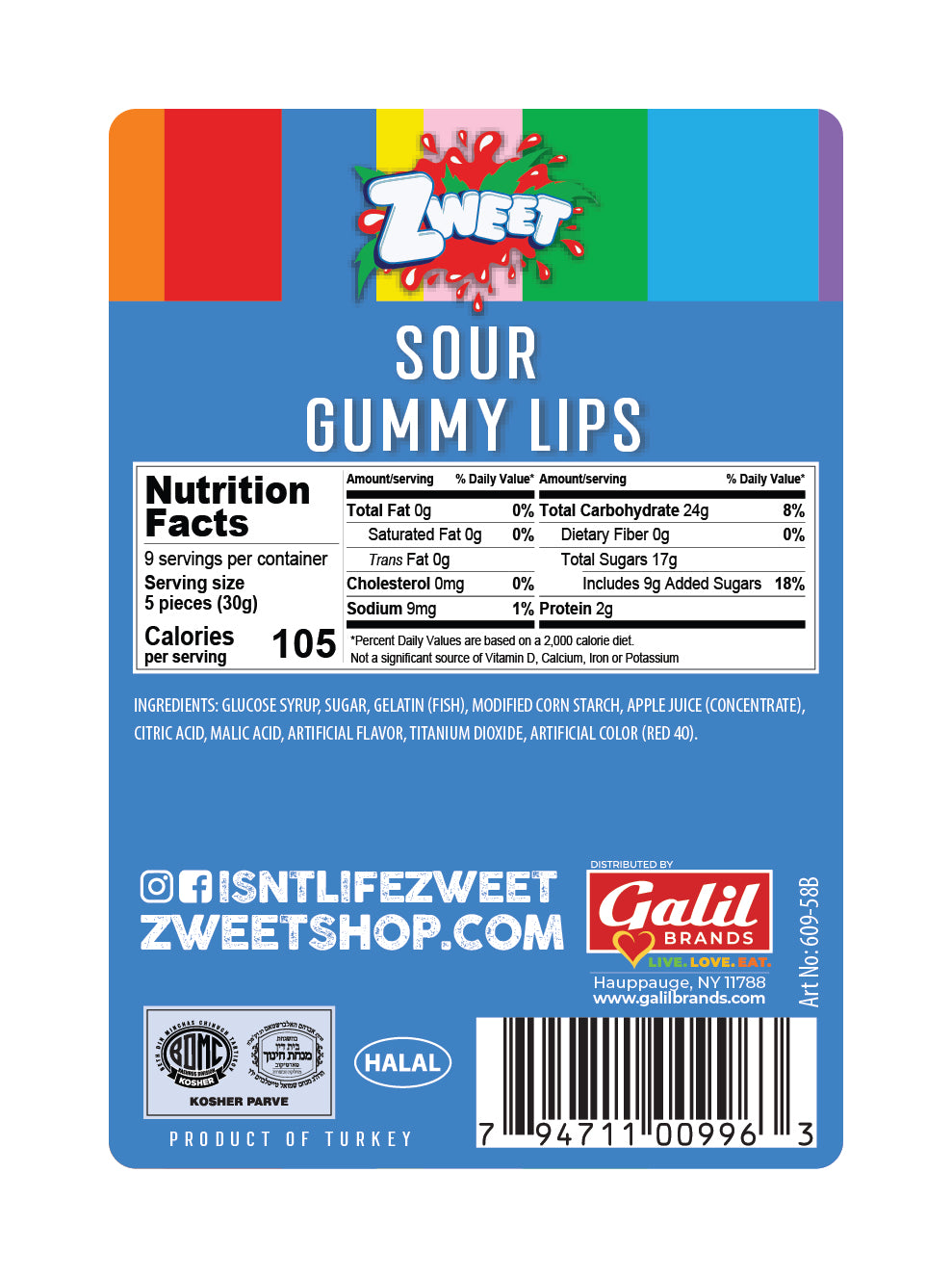 Sour Gummy Lips | 10 oz