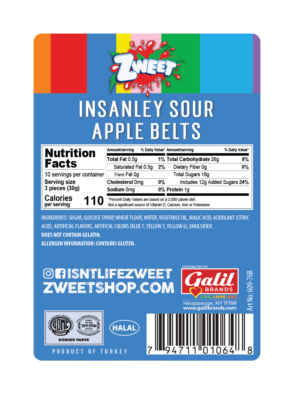 Insanely Sour Green Apple Belts | 10 oz