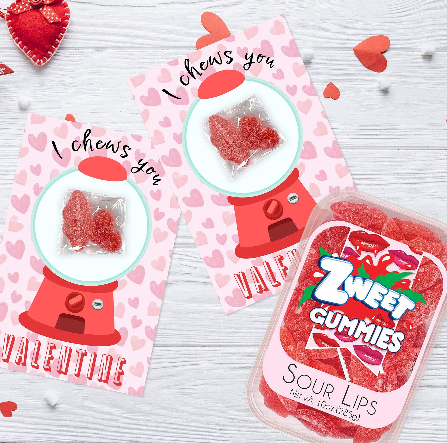 diy 'i chews you' valentine's day card