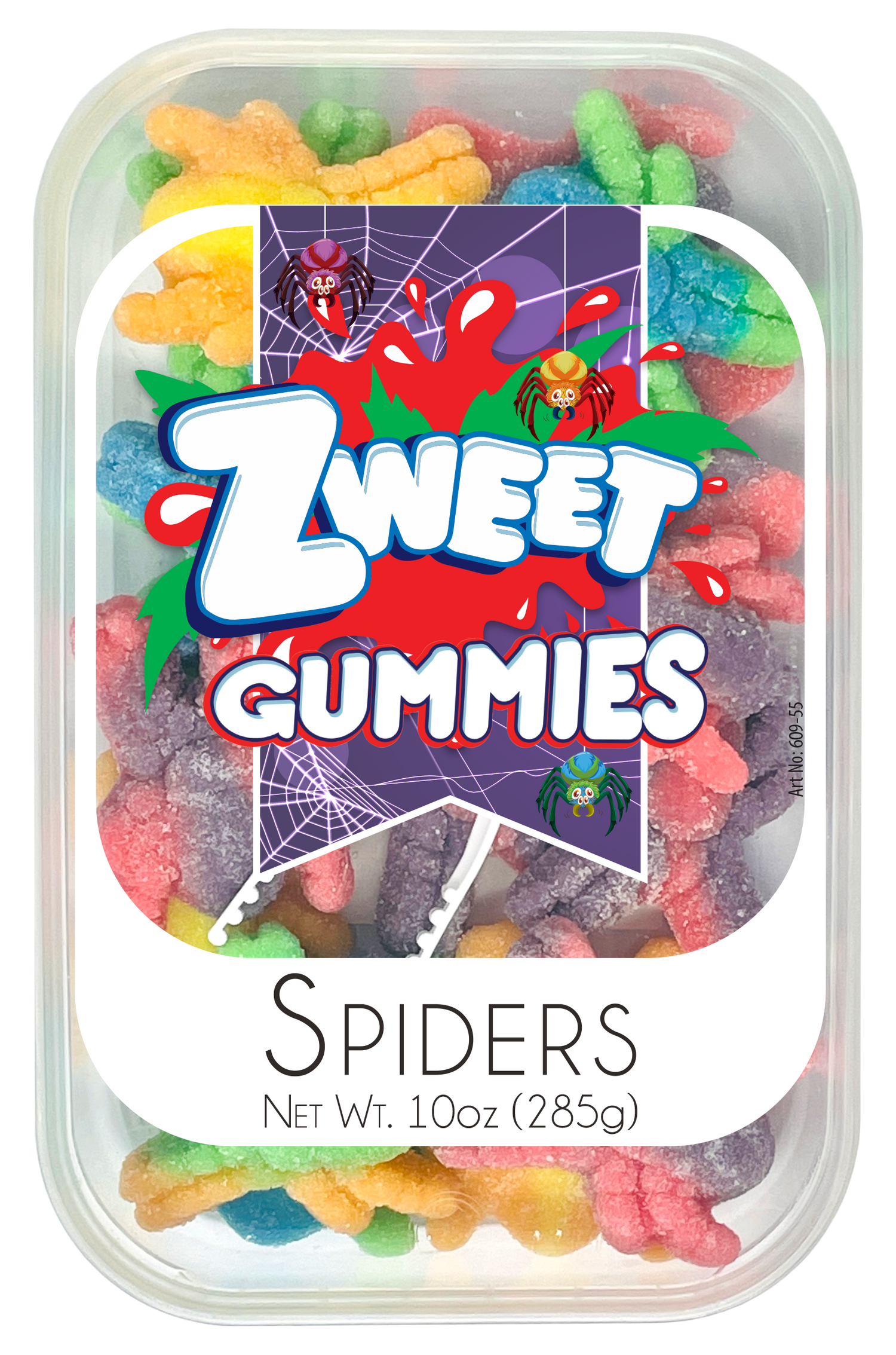 Sour Gummy Neon Spiders | 10 oz