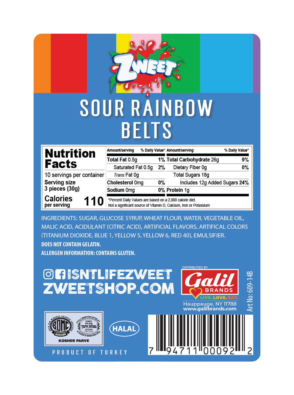 Sour Rainbow Belts | 10 oz