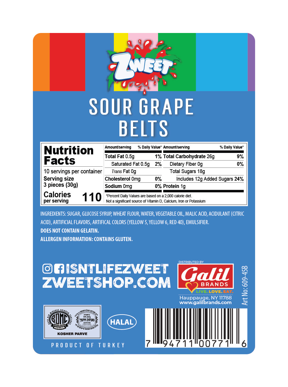Grape Sour Belts | 10 oz | Zweet – Zweet Shop, fulfilled by ShopGalil