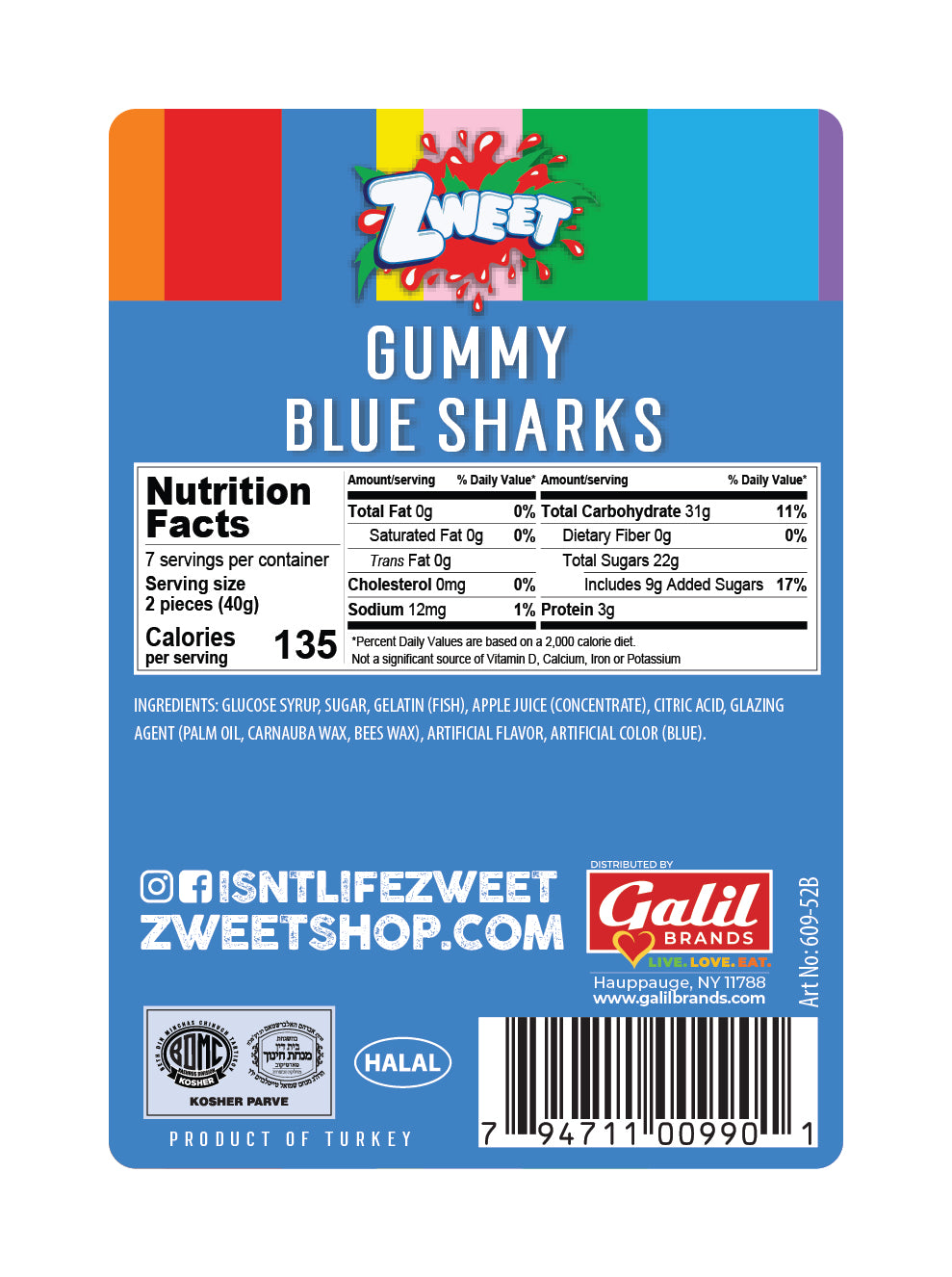 Gummy Blue Sharks | 10 oz
